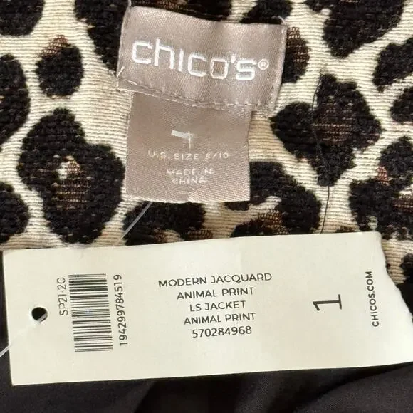 Chicos Modern Jacquard Animal Print Jacket Size Medium Cropped Sleeves BNWT - Picture 13 of 13